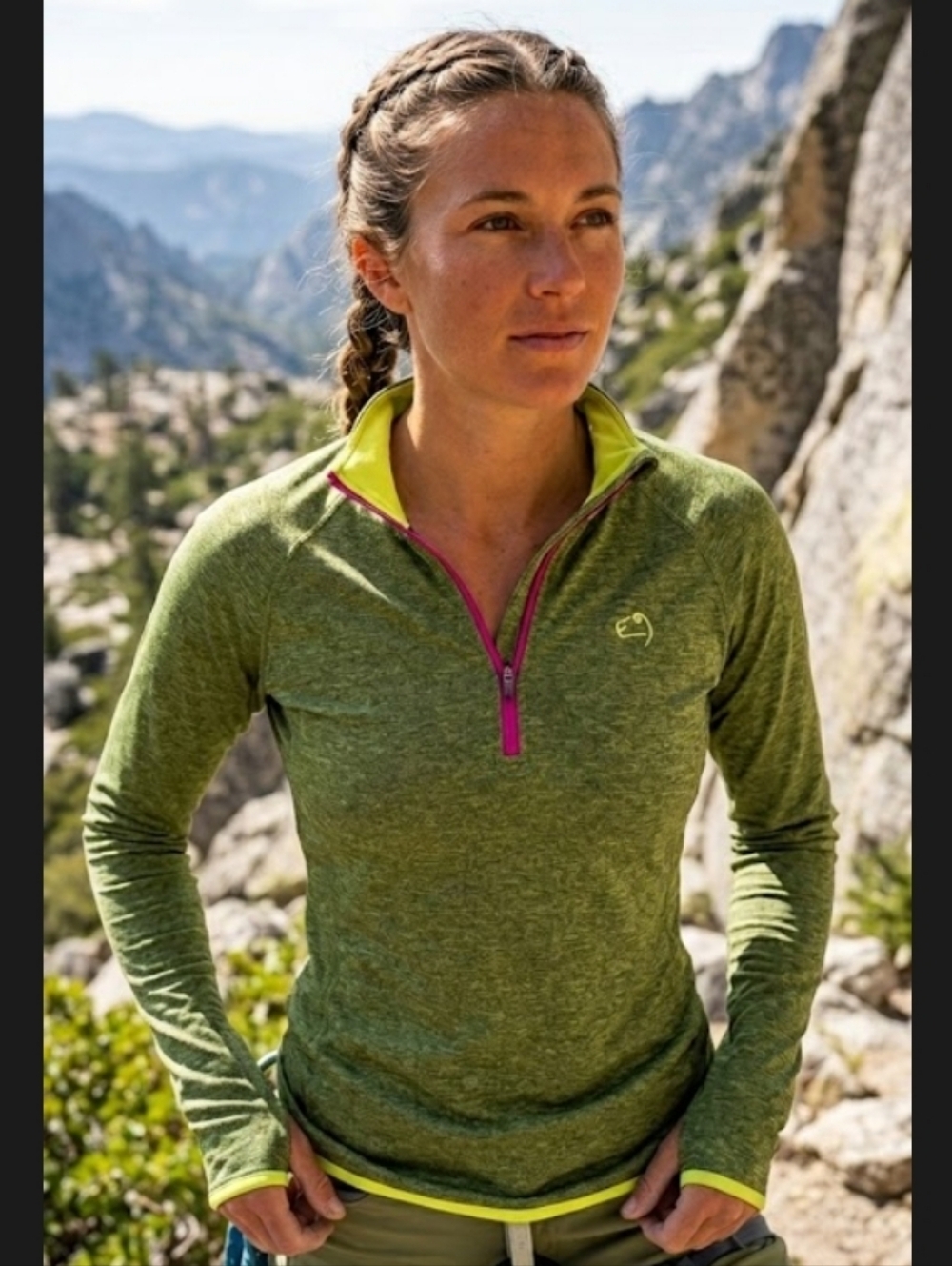 E9‎ Climbing Green Quarter-Zip with Graphic Print Size Small
